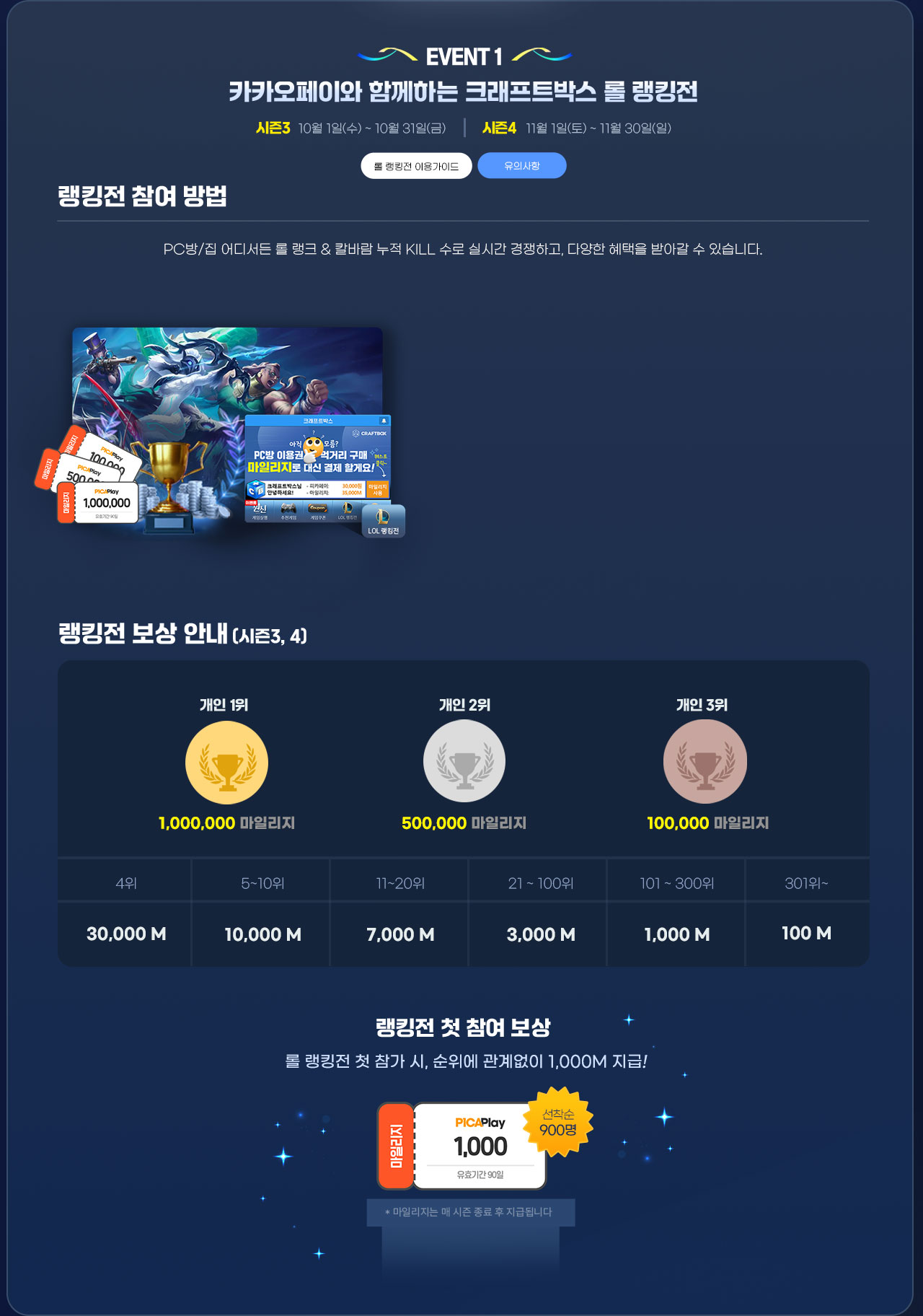 카카오페이와 함께하는 크래프트박스 롤 랭킹전